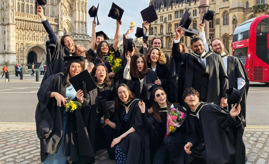 LSHTM Graudates in Westminster celebratong the graduation.